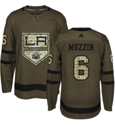 Men's Adidas Los Angeles Kings #6 Jake Muzzin Authentic Green Salute to Service NHL Jersey