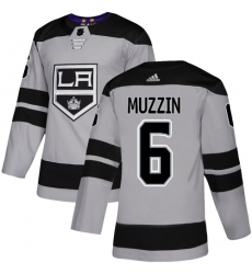 Men's Adidas Los Angeles Kings #6 Jake Muzzin Premier Gray Alternate NHL Jersey