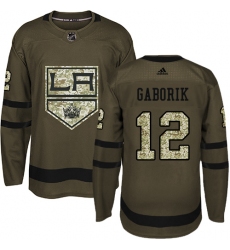 Youth Adidas Los Angeles Kings #12 Marian Gaborik Authentic Green Salute to Service NHL Jersey