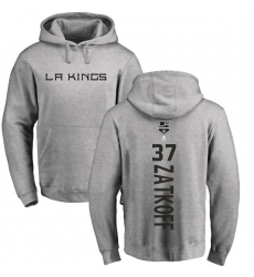 NHL Adidas Los Angeles Kings #37 Jeff Zatkoff Ash Backer Pullover Hoodie