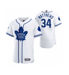 Men's Toronto Maple Leafs #34 Auston Matthews 2020 Hockey x Baseball Crossover Edition Jersey White