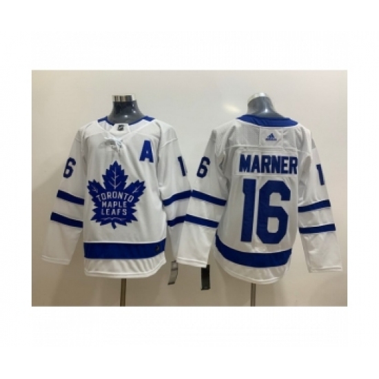 Men's Toronto Maple Leafs #16 Mitchell Marner White With A Patch Adidas Stitched NHL Jersey
