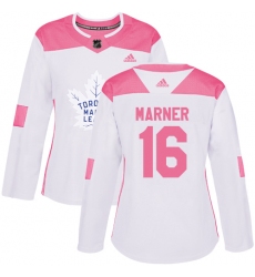Women's Adidas Toronto Maple Leafs #16 Mitchell Marner Authentic White/Pink Fashion NHL Jersey