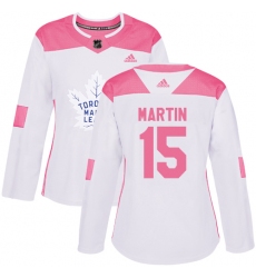 Women's Adidas Toronto Maple Leafs #15 Matt Martin Authentic White/Pink Fashion NHL Jersey