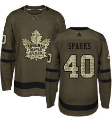 Men's Adidas Toronto Maple Leafs #40 Garret Sparks Authentic Green Salute to Service NHL Jersey