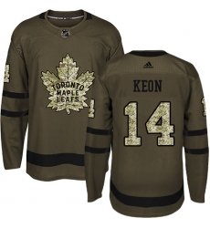Men's Adidas Toronto Maple Leafs #14 Dave Keon Authentic Green Salute to Service NHL Jersey