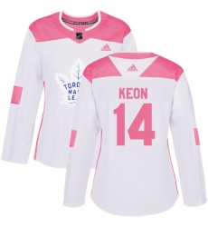 Women's Adidas Toronto Maple Leafs #14 Dave Keon Authentic White/Pink Fashion NHL Jersey