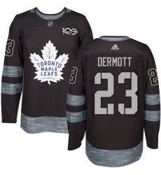 Men's Adidas Toronto Maple Leafs #23 Travis Dermott Authentic Black 1917-2017 100th Anniversary NHL Jersey