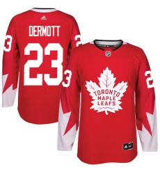 Youth Adidas Toronto Maple Leafs #23 Travis Dermott Authentic Red Alternate NHL Jersey
