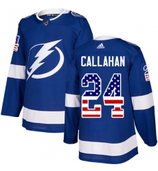 Men's Adidas Tampa Bay Lightning #24 Ryan Callahan Authentic Blue USA Flag Fashion NHL Jersey