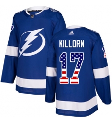 Men's Adidas Tampa Bay Lightning #17 Alex Killorn Authentic Blue USA Flag Fashion NHL Jersey