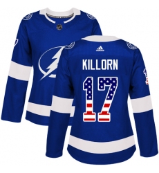 Women's Adidas Tampa Bay Lightning #17 Alex Killorn Authentic Blue USA Flag Fashion NHL Jersey