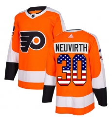 Men's Adidas Philadelphia Flyers #30 Michal Neuvirth Authentic Orange USA Flag Fashion NHL Jersey