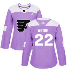 Women's Adidas Philadelphia Flyers #22 Dale Weise Authentic Purple Fights Cancer Practice NHL Jersey