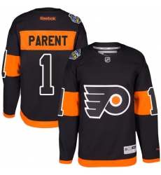 Youth Reebok Philadelphia Flyers #1 Bernie Parent Authentic Black 2017 Stadium Series NHL Jersey