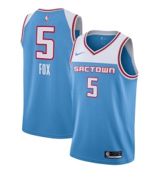 Youth Nike Sacramento Kings #5 De'Aaron Fox Swingman Blue NBA Jersey - 2018 19 City Edition