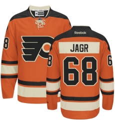 Men's Reebok Philadelphia Flyers #68 Jaromir Jagr Authentic Orange New Third NHL Jersey