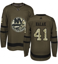 Youth Adidas New York Islanders #41 Jaroslav Halak Authentic Green Salute to Service NHL Jersey