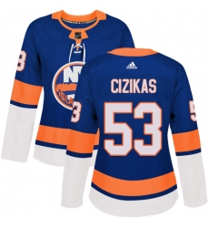 Women's Adidas New York Islanders #53 Casey Cizikas Premier Royal Blue Home NHL Jersey