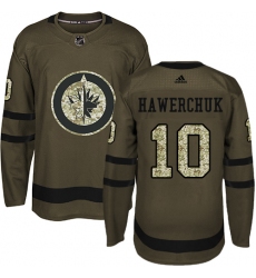 Men's Adidas Winnipeg Jets #10 Dale Hawerchuk Premier Green Salute to Service NHL Jersey