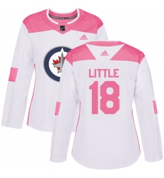 Women's Adidas Winnipeg Jets #18 Bryan Little Authentic White/Pink Fashion NHL Jersey