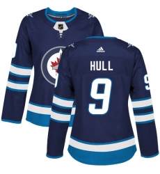 Women's Adidas Winnipeg Jets #9 Bobby Hull Authentic Navy Blue Home NHL Jersey