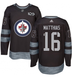 Men's Adidas Winnipeg Jets #16 Shawn Matthias Authentic Black 1917-2017 100th Anniversary NHL Jersey