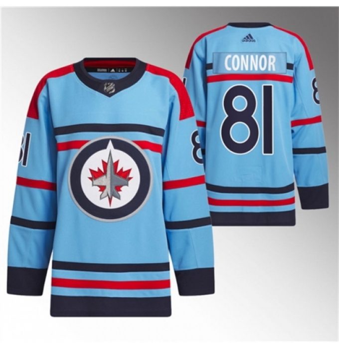 Men's Winnipeg Jets #81 Kyle Connor Light Blue Anniversary Primegreen Stitched Jersey