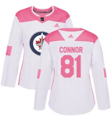 Women's Adidas Winnipeg Jets #81 Kyle Connor Authentic White/Pink Fashion NHL Jersey