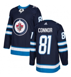 Youth Adidas Winnipeg Jets #81 Kyle Connor Authentic Navy Blue Home NHL Jersey