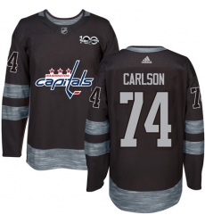 Men's Adidas Washington Capitals #74 John Carlson Authentic Black 1917-2017 100th Anniversary NHL Jersey