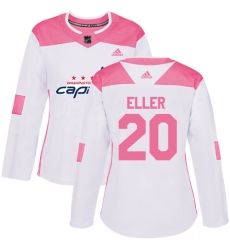 Women's Adidas Washington Capitals #20 Lars Eller Authentic White/Pink Fashion NHL Jersey