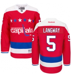 Men's Reebok Washington Capitals #5 Rod Langway Authentic Red Third NHL Jersey