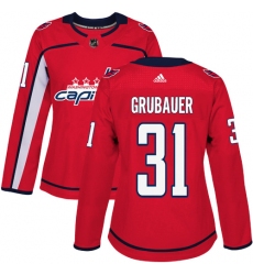 Women's Adidas Washington Capitals #31 Philipp Grubauer Authentic Red Home NHL Jersey