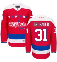 Women's Reebok Washington Capitals #31 Philipp Grubauer Authentic Red Third NHL Jersey