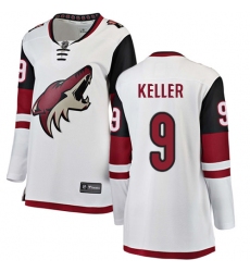 Women's Arizona Coyotes #9 Clayton Keller Authentic White Away Fanatics Branded Breakaway NHL Jersey