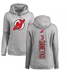 NHL Women's Adidas New Jersey Devils #3 Ken Daneyko Ash Backer Pullover Hoodie