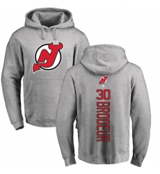 NHL Adidas New Jersey Devils #30 Martin Brodeur Ash Backer Pullover Hoodie