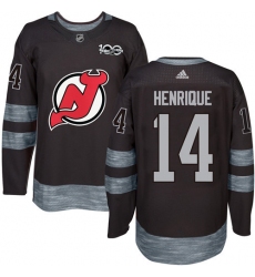 Men's Adidas New Jersey Devils #14 Adam Henrique Authentic Black 1917-2017 100th Anniversary NHL Jersey