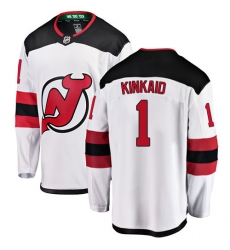 Youth New Jersey Devils #1 Keith Kinkaid Fanatics Branded White Away Breakaway NHL Jersey