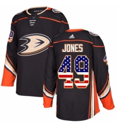 Youth Adidas Anaheim Ducks #49 Max Jones Authentic Black USA Flag Fashion NHL Jersey