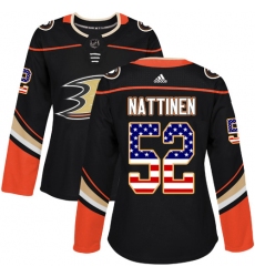 Women's Adidas Anaheim Ducks #52 Julius Nattinen Authentic Black USA Flag Fashion NHL Jersey