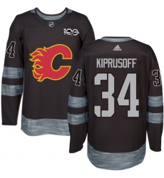 Men's Adidas Calgary Flames #34 Miikka Kiprusoff Authentic Black 1917-2017 100th Anniversary NHL Jersey