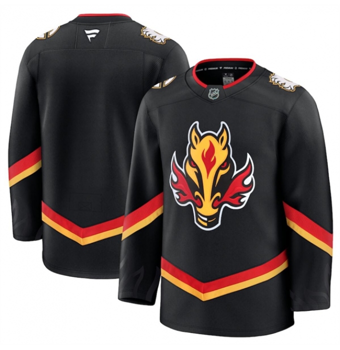 Men's Calgary Flames Blank Black 2024-25 Alternate Stitched Hockey Jersey