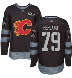 Men's Adidas Calgary Flames #79 Michael Ferland Authentic Black 1917-2017 100th Anniversary NHL Jersey