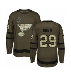Men's St. Louis Blues #29 Vince Dunn Authentic Green Salute to Service 2019 Stanley Cup Final Bound Hockey Jersey
