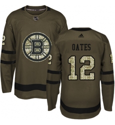 Men's Adidas Boston Bruins #12 Adam Oates Premier Green Salute to Service NHL Jersey