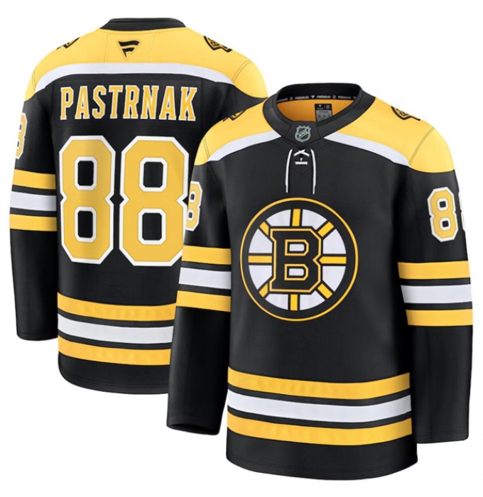 Men's Boston Bruins #88 David Pastrnak Black 2024-25 Home Stitched Hockey Jersey