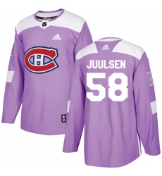 Men's Adidas Montreal Canadiens #58 Noah Juulsen Authentic Purple Fights Cancer Practice NHL Jersey