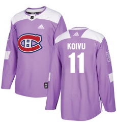 Men's Adidas Montreal Canadiens #11 Saku Koivu Authentic Purple Fights Cancer Practice NHL Jersey
